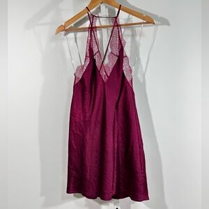 Victoria’s Secret Burgundy Satin & Lace Slip Dress – Size M